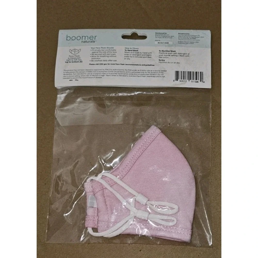 Boomer Naturals Nano Silver Reusable Face Mask for Children 3-7 Yrs Pink #604